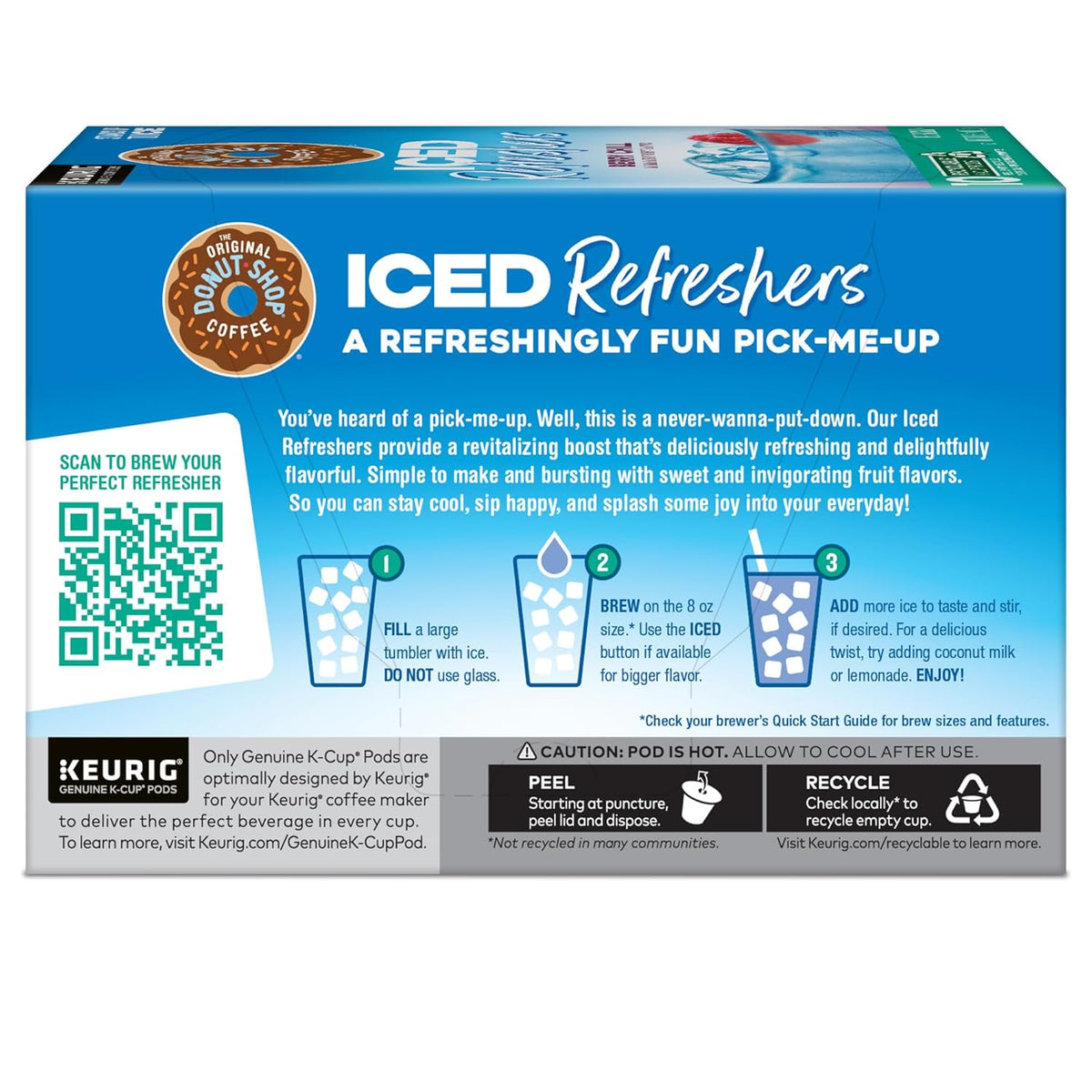 Original Donut Shop Iced Refreshers - Berry Chill Brew Over Ice K-Cup Pods | 60 Count (6 Packs of 10)