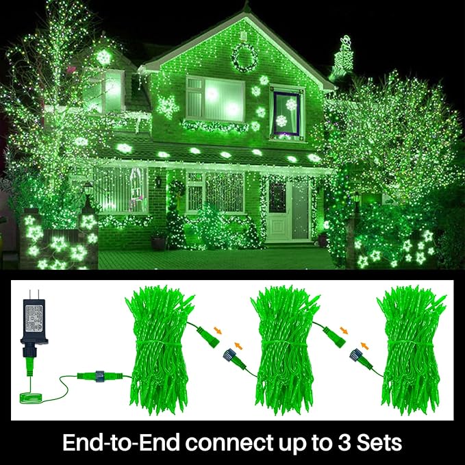Green St Patricks Day Lights, 32.5FT 100LED Twinkle Christmas String Lights with 16 Lighting Modes, Waterproof Plug in for Indoor Outdoor Holiday Xmas Tree Garland Party Bedroom Decorations
