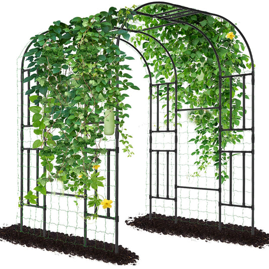 Tall Garden Arch Trellis for Climbing Plants, 87in Tall Metal Plant Support Trellis Archway for Climbing Plant Vegetables Cucumber, Outdoor Yard Lawn Garden Arch Tunnel Trellis