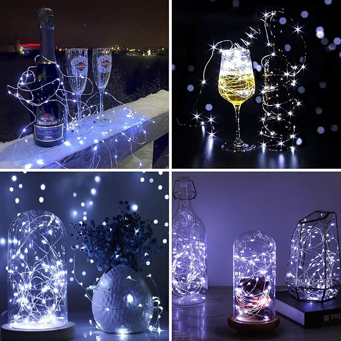 ZGWJ 12 Pack Fairy Lights Battery Operated, 7ft 20 Mini LED Fairy String Lights Silver Wire 3 Modes for DIY, Parties, Wedding, Bedroom, Halloween Christmas Decoration 6 Mixed-Color