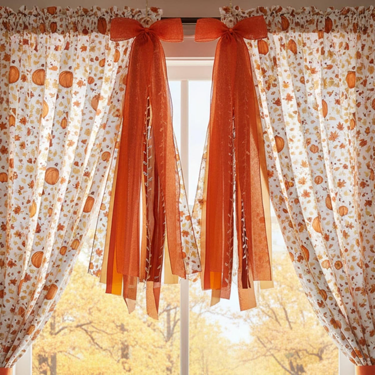YKW 27" Fall Ribbon Wreath Bow - Large Autumn Decoration with Metal Clip for Thanksgiving | Indoor/Outdoor Use
