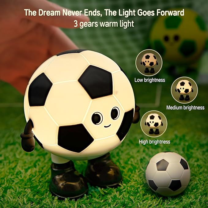 Soccer Night Light, 7 Colors Dimmable Bedside Lamp, Touch Control Night Lamp with Timer for Kids Adults, Used for Camping Party Room Decor (Soccer)