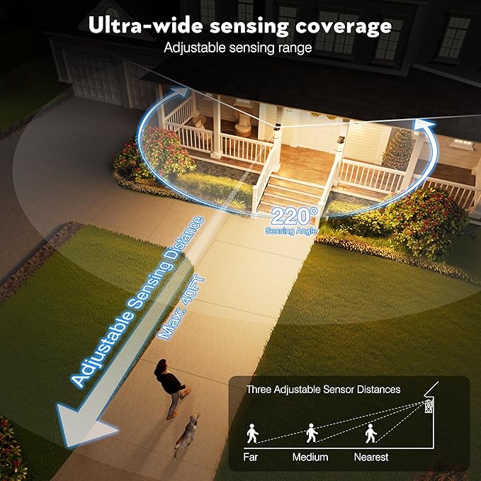 VIANIS Outdoor Motion Sensor Porch Light, Dusk to Dawn Outdoor Lighting Wall Sconce, Aluminum Oil Rubbed Bronze Gold Trim Exterior Lighting Fixtures, Weatherproof Outside Wall Lights for House, Patio