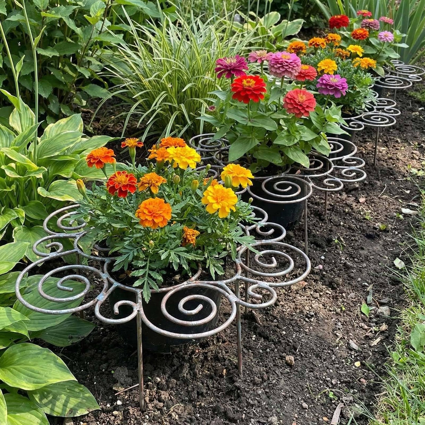 Peony Cages and Supports – Heavy Duty Metal Flower Support Ring, Grow Through Plant Support Stakes for Peonies, Roses, Hydrangeas, Tomatoes, Outdoor Garden Plant Cage, Weather-Resistant