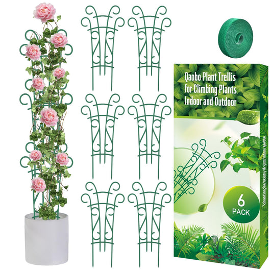 Qaobo 6 Pack Indoor Plant Trellis for Potted Plants, Stackable Garden Trellis for Climbing Plants Outdoor, Small Trellis for Houseplants Rose Hoya Pothos Plant Climber Support