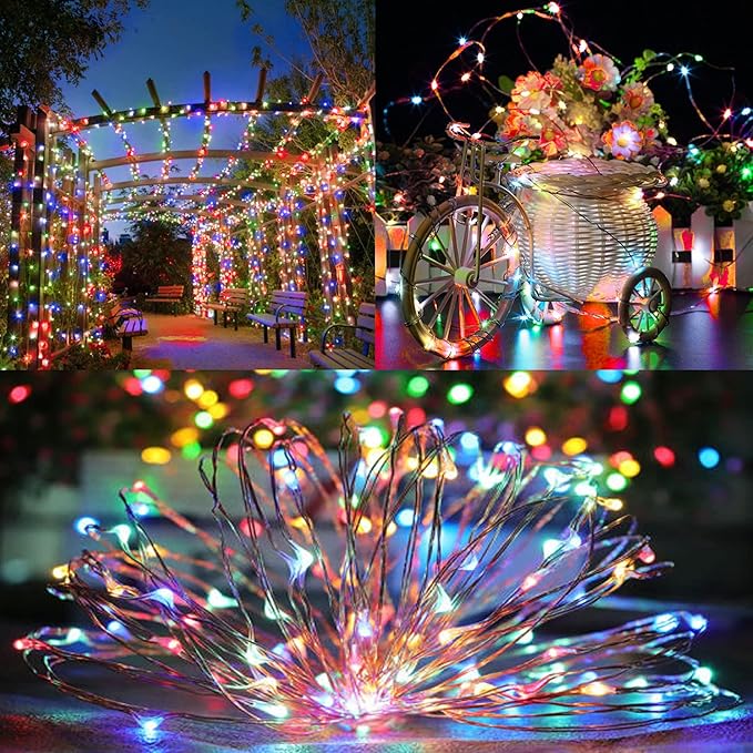 TW SHINE Multi Color Solar String Lights Outdoor, Total 160 FT 480 LED Solar Powered Waterproof Fairy Lights 8 Modes Copper Wire Lights for Christmas Party Tree Wedding Yard Decorations, 4 Pack