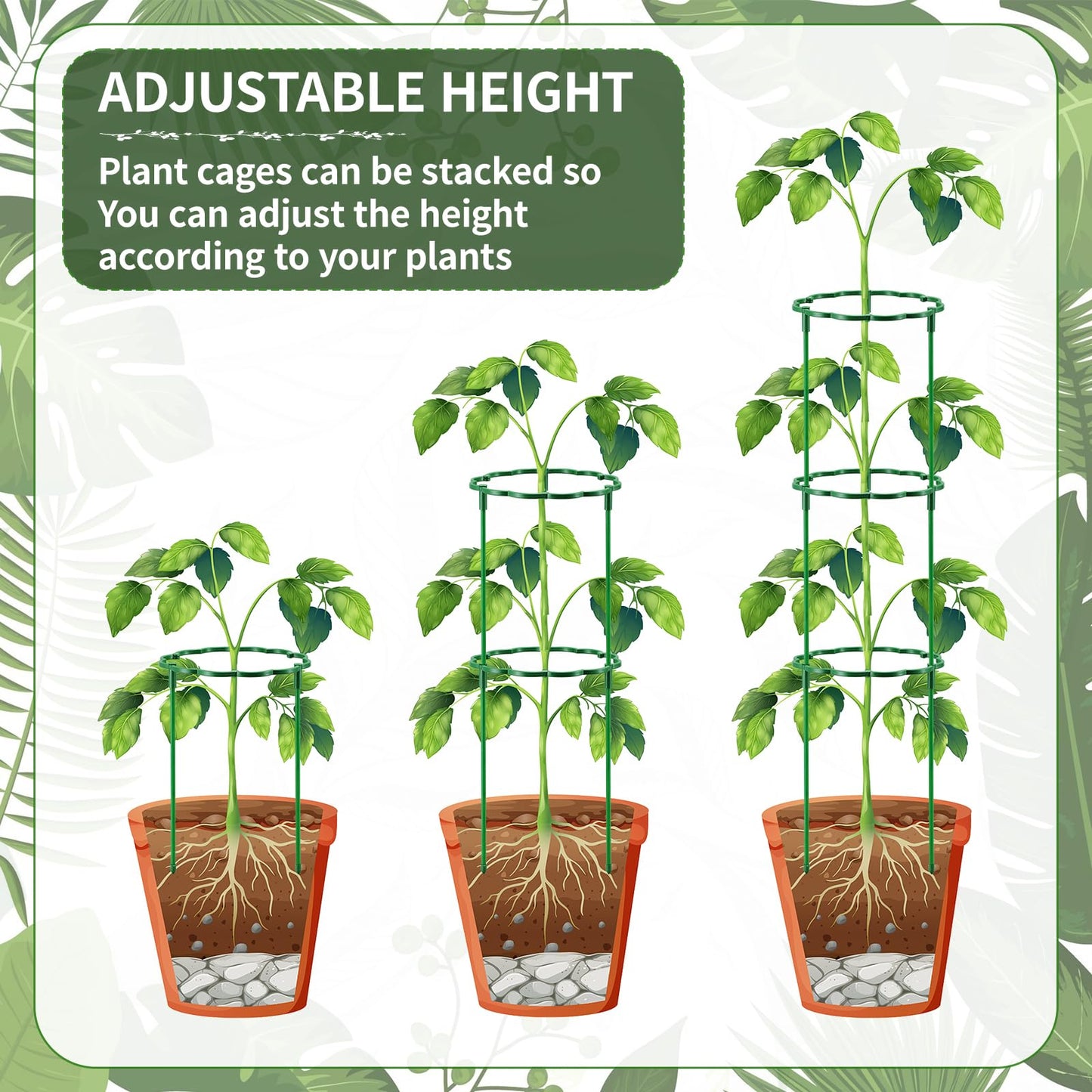 Moiggonoy 24 Pack Plant Support Stakes Sets - Versatile Plant Cages, Stackable Garden Flower Support， Small Plant Stakes for Indoor Plants,Tomato,Monstera, Peony, Hydrangea, Climbing Plants