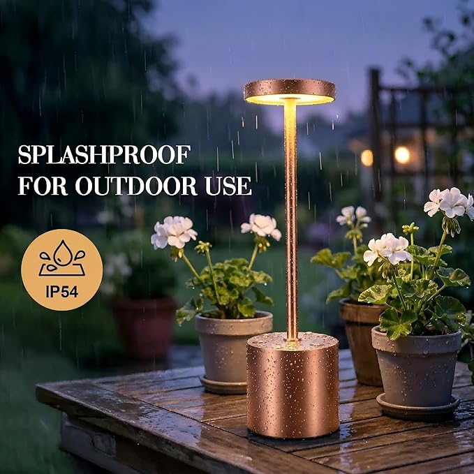 Cordless Table Lamp – 2 Pack Rechargeable Table Lamps, 5000mAh Battery Operated Lamp with 3-Color Dimmable Light, Outdoor Table Lamp for Bedroom, Restaurant, Patio, Home Décor (Rose Gold)