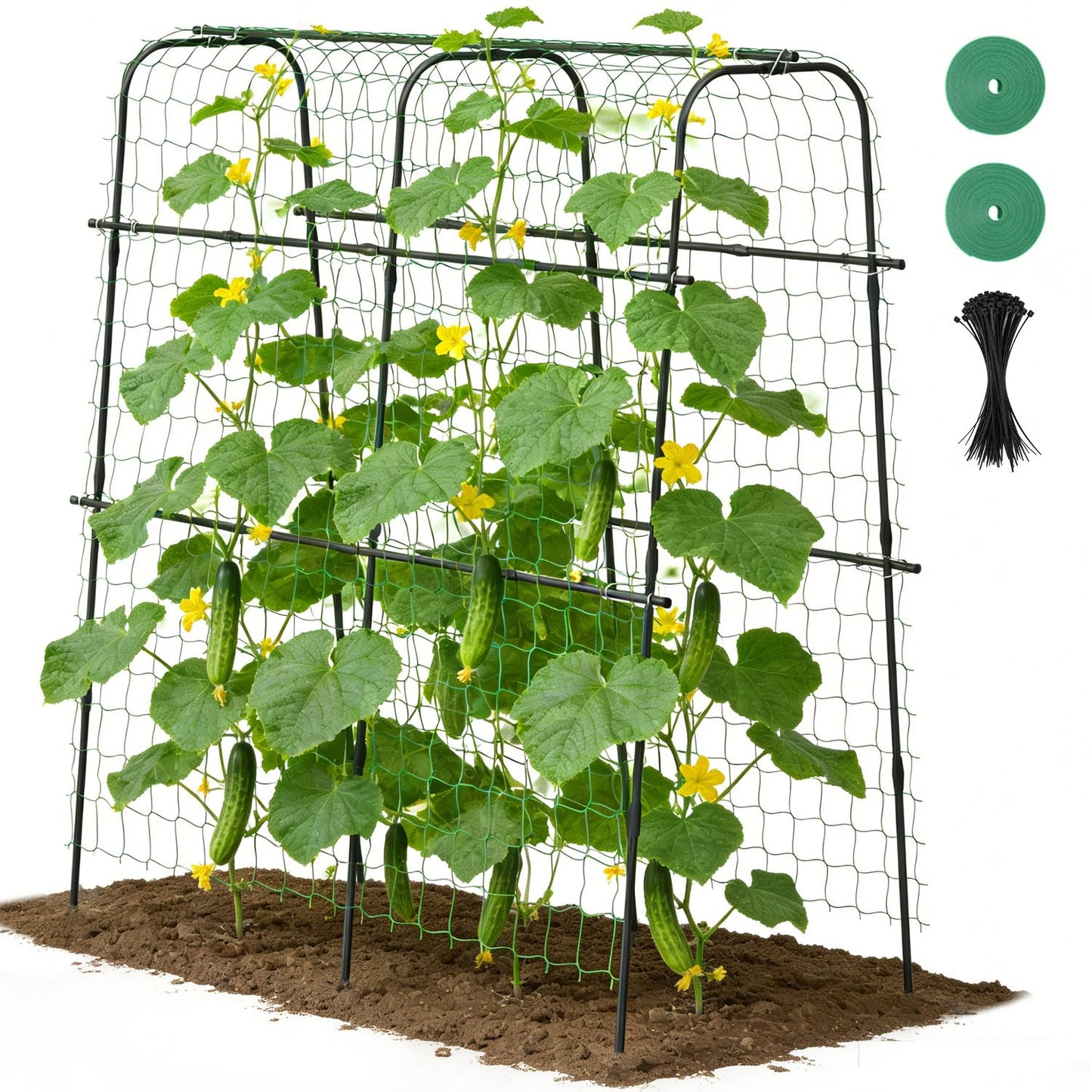 Suteck Cucumber Trellis for Raised Bed – 63" x 63" U-Shaped Metal Garden Trellis for Climbing Vegetables, Tall Arch Plant Support for Beans, Tomatoes