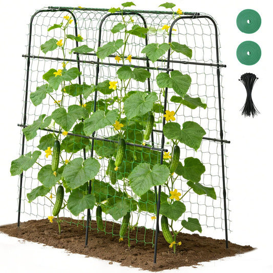Suteck Cucumber Trellis for Raised Bed – 63" x 63" U-Shaped Metal Garden Trellis for Climbing Vegetables, Tall Arch Plant Support for Beans, Tomatoes