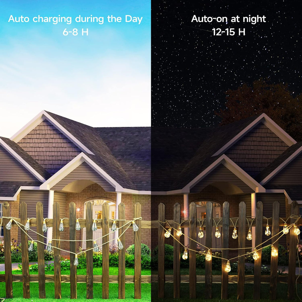 Skiennix Solar Outdoor String Lights - 20Ft Vintage Rope Design | Waterproof Warm White with 8 Modes & 16 Shatterproof Bulbs for Garden & Patio