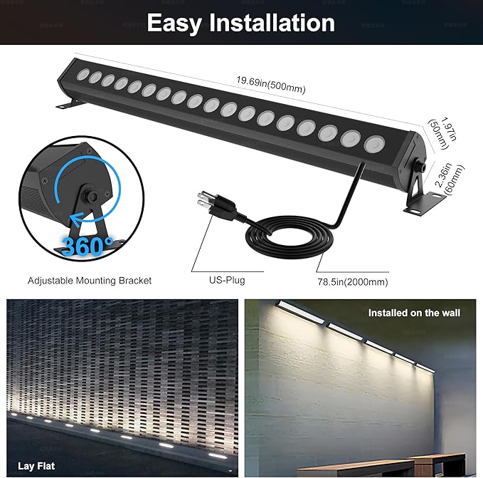 90W Smart Wall Washer Light, 20 Inch Bluetooth Multi-mountLED Linear Pendant Light Versatility Hanging Fixtures, RGBCW Dimmable Chandelier for Wall Washing, Adjustable Heigh