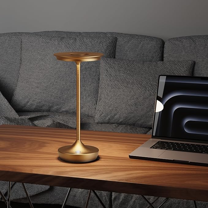 2 Pack LED Rechargeable Cordless Table Lamps, Portable Outdoor Battery Operated 3 Color Stepless Dimming Tables Light with Memory Function for Patio Restaurant Dining Room Bronze