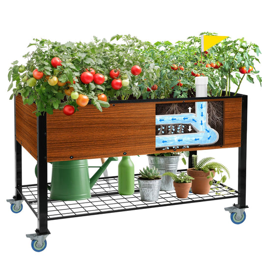 The Home Cult Raised Garden Bed with Legs and Wheels, Self-Watering Planter Box, 48x24x30 in Elevated Raised Bed with Drainage Hole, Built to Withstand Sun, Rain, and Wind for Up to 2 Years