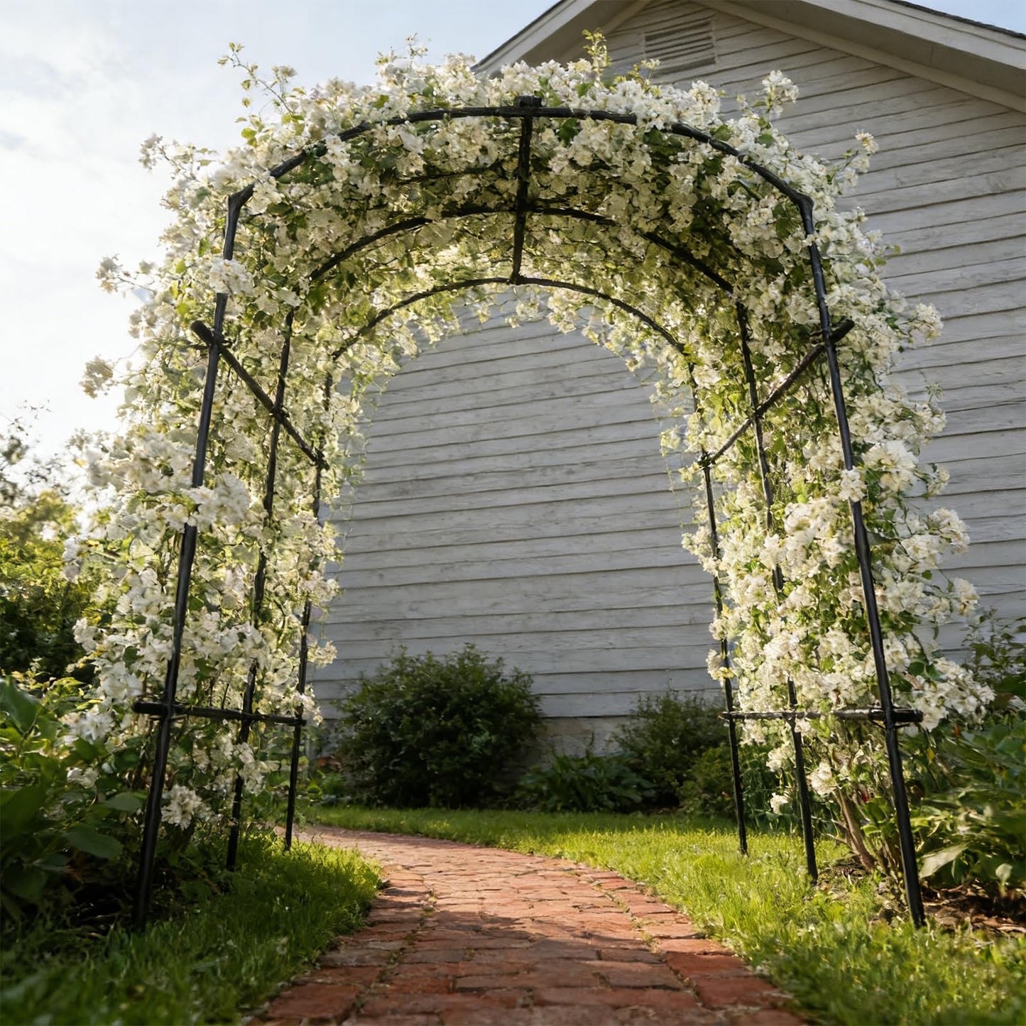 DoCred Tall Garden Arch Trellis for Climbing Plants, 87in Tall Metal Plant Support Trellis Archway for Climbing Vine Vegetable/Fruit/Flower Outdoor Yard Lawn Garden Arch Tunnel Trellis