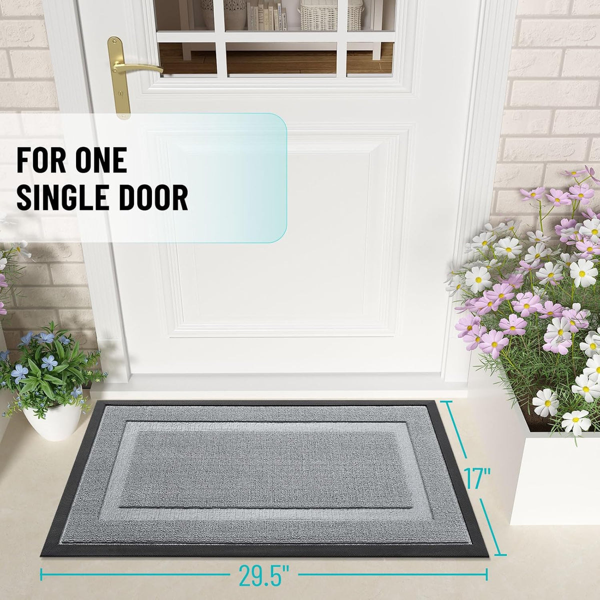 OLANLY Indoor Outdoor Front Door Mat - Waterproof All-Season Doormat, Easy Clean, 29.5x17, Ash Gray