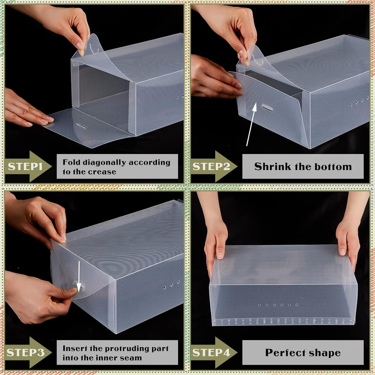 Sintuff Clear Shoe Storage Boxes - 20 Pcs Stackable Plastic Organizers for Ankle Boots & Heels | 11.8 x 7.5 x 3.7 Inches