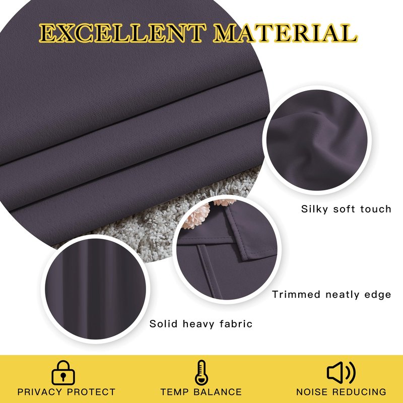 NICETOWN Bedroom Blackout Curtains 95 inch Length - Triple Weave Energy Saving Thermal Insulated Solid Grommet Blackout Draperies for Patio/Hall (1 Pair, 80 inches Wide, Greyish Purple)