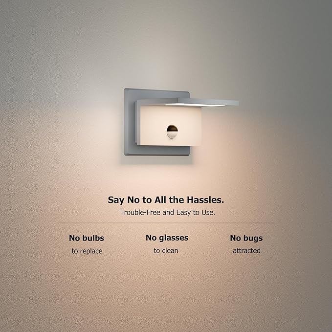 Motion Sensor Outdoor Wall Light White Exterior Light Fixture LED Porch Light Wall Mount Sconce IP54 Waterproof 15in Aluminum Lantern Lamp for House Patio Garage Entryway 10W 680Lm 3000K