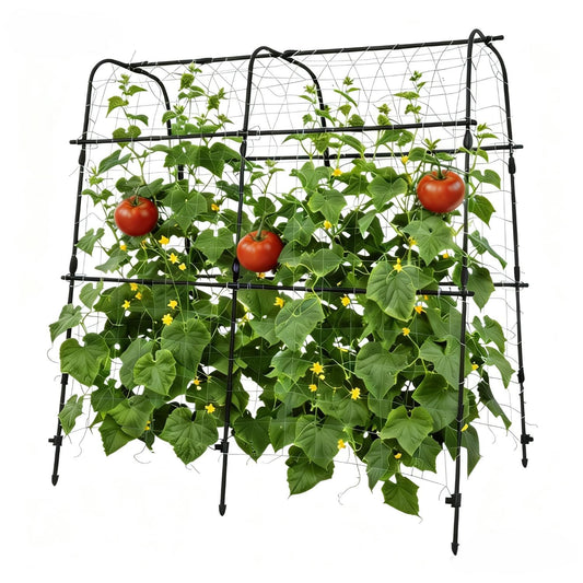 5.3x5.3FT Garden Arch Trellis for Raised Beds, Heavy Duty u-Shaped Plant Support for Climbing Vegetables, Fruits & Vines, Outdoor Rust-Resistant Metal Trellis for Vertical Growing, Black