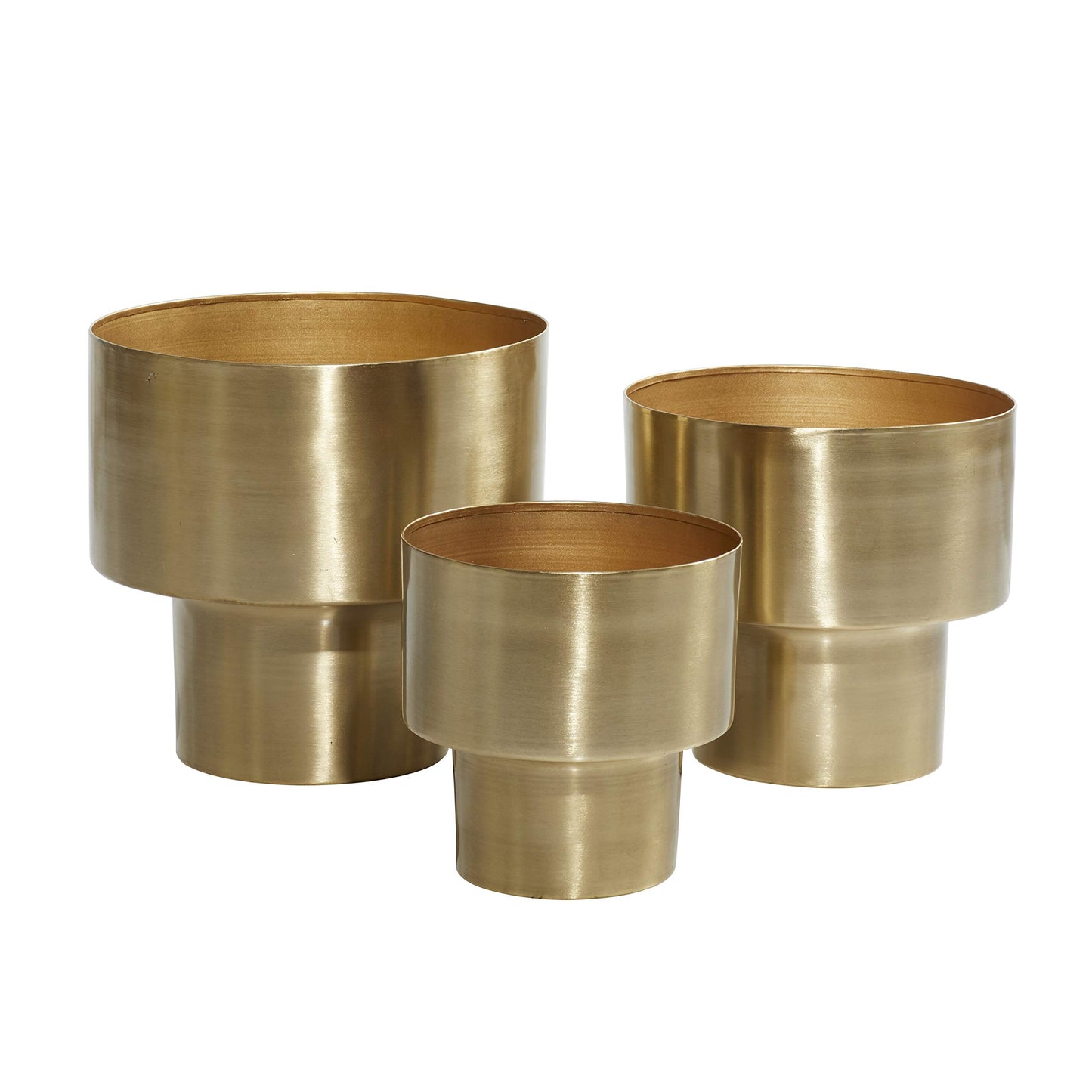 Deco 79 Metal Indoor Outdoor Planter Brushed Small Planter Pot, Set of 3 Planters 7", 8", 10"H, Gold