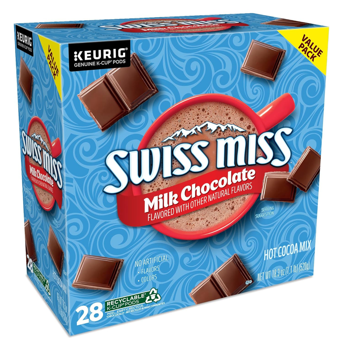 Swiss Miss Hot Cocoa K-Cup Pods - Rich Milk Chocolate Flavor | 28 Count Single-Serve Packs