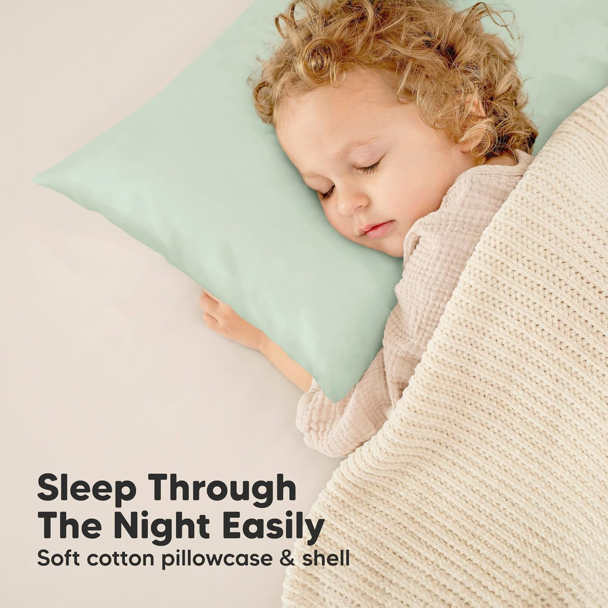 My Little Dreamy Toddler Pillow - Organic Cotton Travel Pillow with Case | Soft & Breathable 13x18" for Ages 2-5 (Jungle Green)