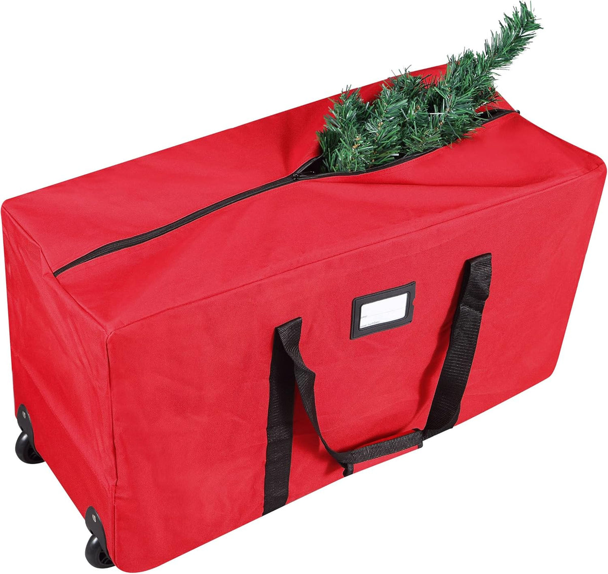 ProPik Holiday Rolling Tree Storage Bag - Fits Up to 6 Ft Tall Disassembled Christmas Tree | Heavy-Duty 600D Oxford with Wheels & Handles (Red)