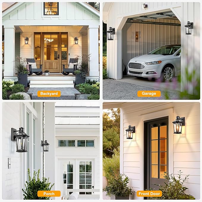 VIANIS Motion Sensor Outdoor Wall Lantern, Black Waterproof Dusk to Dawn LED Exterior Wall Sconce, Anti-Rust Aluminum Modern Outdoor Lights Fixtures Wall Mount for Porch, Entryway, Garage, Front Door