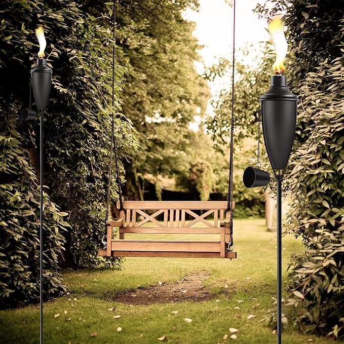 1 Pack Home Garden Torch , Large Capacity 22oz Outdoor Metal Torch Garden Décor,61-Inch Upgraded Citronella Torches with 3-Prong Grounded Stake, Table Top Torches for Party Patio Pathway
