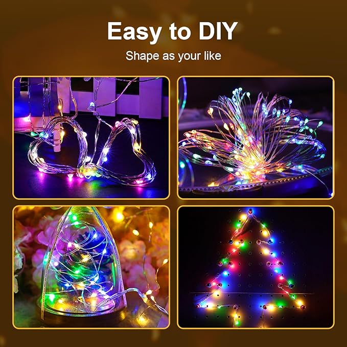 ZGWJ Mini Fairy Lights Battery Operated, 24 Pack Mixed-Color Twinkle String Lights 20 LED 7FT Mason Jar Lights for Bedroom, Easter, Halloween, Christmas, Party Indoor and Outdoor Decoration