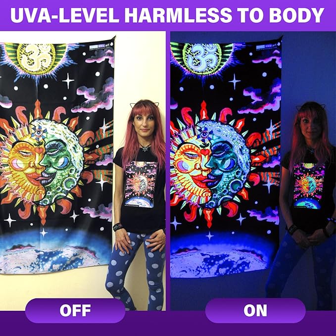Rechargeable Black Light, Battery Powered Blacklight, Cordless 395nm UV Black Light for Neon Glow Party,Glow in The Dark, Aquarium, Body Paint, Fluorescent Poster, Halloween Party, 4 Packs
