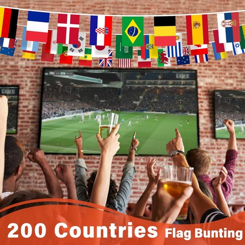 International Flags Bunting Banner - 200 Countries String Flag Decoration for Events | 184 ft