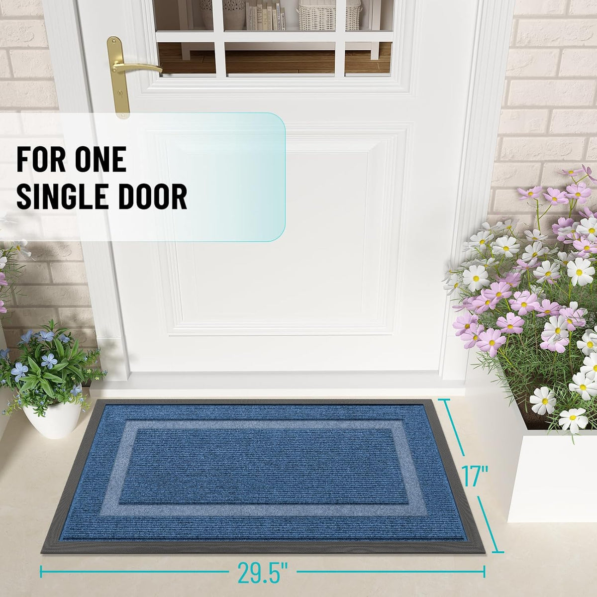 OLANLY Indoor Outdoor Front Door Mat - Waterproof All-Weather Doormat, Easy Clean, 29.5x17, Light Blue