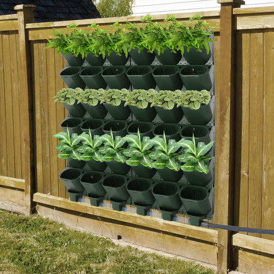 ZHFEISY Vertical Wall Planter for Outdoor, 36 Pocket Self-Watering Hanging Garden Planter with Timmer and Drainage Pipe, Wall Mounted Planters for Patio Outdoor, Home