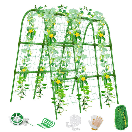 Joyhalo Cucumber Trellis for Raised Bed, U-Shape Garden Trellis for Climbing Plants Outdoor, 51 * 35 * 48in Metal Arch Vegetables Trellis, Plant Support for Vegetable Vine Pea Bean Tomato