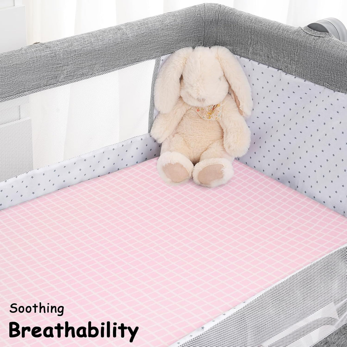 Yoofoss Bassinet Sheets - 3-Pack Fitted Set for Halo & Baby Delight | Soft, Breathable Pink & Floral Designs