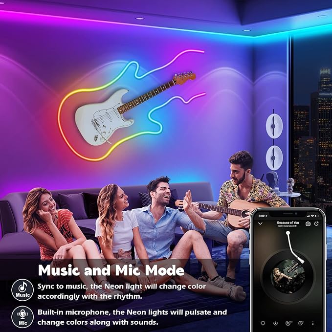 150Ft Neon Rope Lights,Flexible Led Rope Lights Control with App/Remote,Multiple Modes Light,IP65 Outdoor RGB Led Light Waterproof (150Ft Neon Rope Lights)