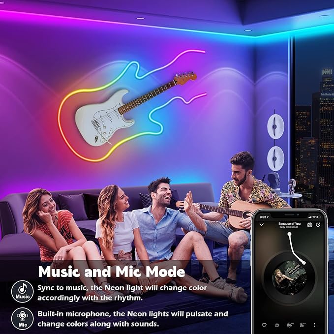 AILBTON 100 Ft Neon Rope Lights,Flexible Led Rope Lights Control with App/Remote,Multiple Modes RopeLights,IP65 Outdoor RGB Led Neon Lights NonWater Resistant,Music Sync Gaming Led NeonLight Strip