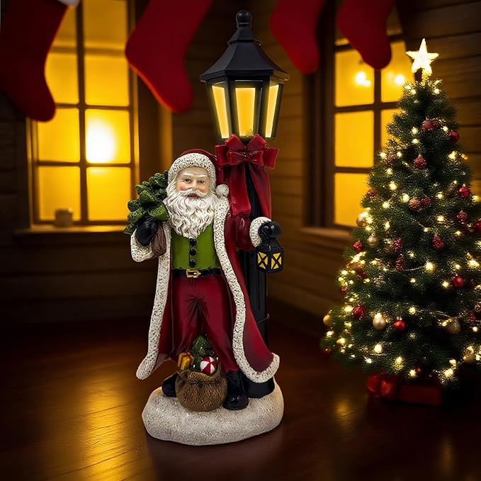 Christmas Santa Light for Xmas Party Decoration Christmas Ornament Christmas Tree Claus Santa Snowy Ground Lamp Winter with Box for Home Table Garden ATR Decor