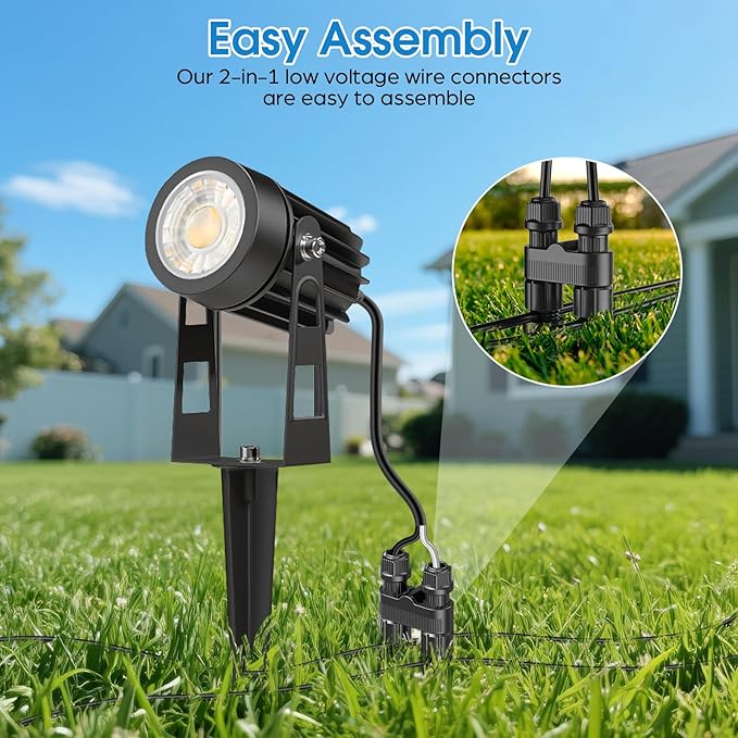 HIBOITEC Wire Connectors for Outdoor Low Voltage Spotlights/Pathway Lights/In-ground Lights/Desk Step Lights, Waterproof 12-18 Gauge Landscape Lighting Connectors, 12 Pack