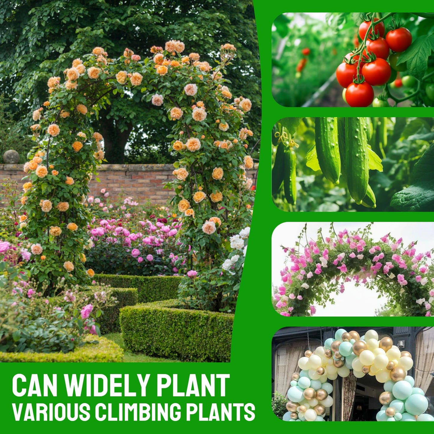 Metal Wide Garden Arch Trellis for Climbing Plants Roses Vines, 44" W x 92" H Wide Garden Archway Arbor Trellis for Lawn Wedding and Bridal Party Decoration