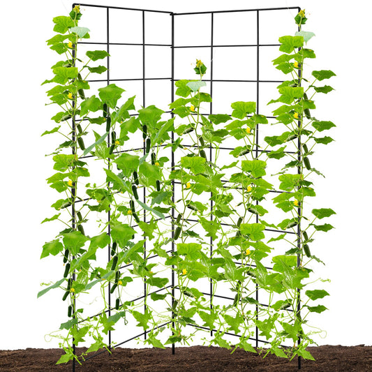 59" H x 31" L Foldable Cucumber Trellis for Climbing Plants,Two Panel Frame Garden Trellis,Raised Bed Vegetables Trellis for Bean,Peas,Grape,Cucumber,Fruit,Flower