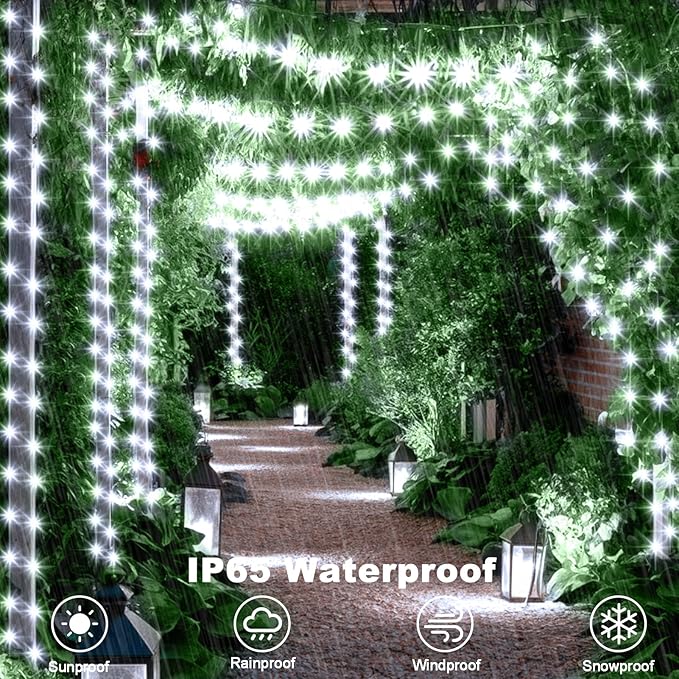 ZAIYW Battery Fairy Lights 4 Pack 16.5Ft 50LED Fairy String Lights with Remote Timer 8 Modes, Dark Green Copper Wire Waterproof Christmas Lights for Outdoor Wedding Tree DIY Decor (Cool White)