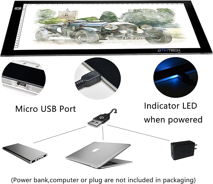 A4 Ultra-Thin Portable LED tracing Light Box Dimmable Brightness LED Art Tracing Pad for Artist Drawing Sketching Animation Stencilling and 5d Diamond Painting (Black, A4)