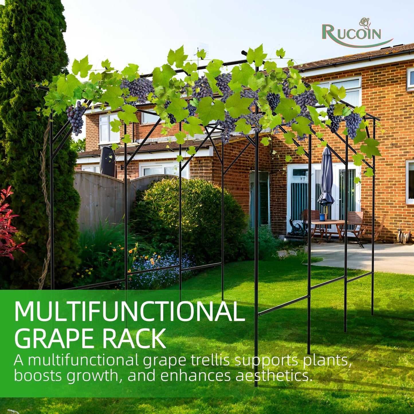 RUCOIN 25MM Thickened Garden Arch Trellis - Large Outdoor Garden Arch Trellis for Climbing Plants - Size: 78.7 * 59 * 78.5 inches, Plant Support Rack Trellises for Cucumbers, Peas, Grapes
