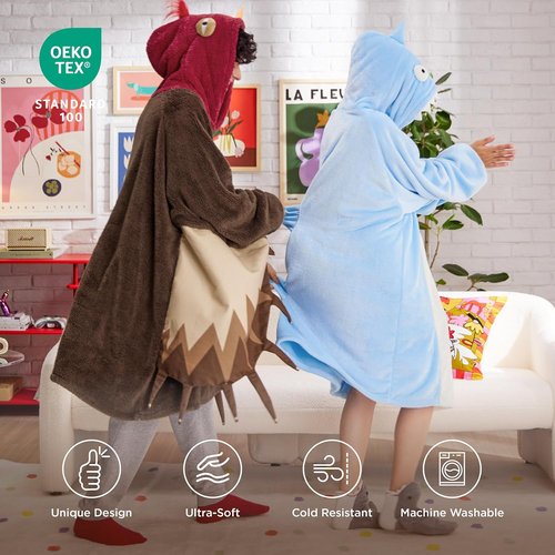 Bedsure Hoodie Blanket - Wearable Shaggy Sherpa Blanket with Sleeves & Pockets | Cozy Turkey Costume, One Size