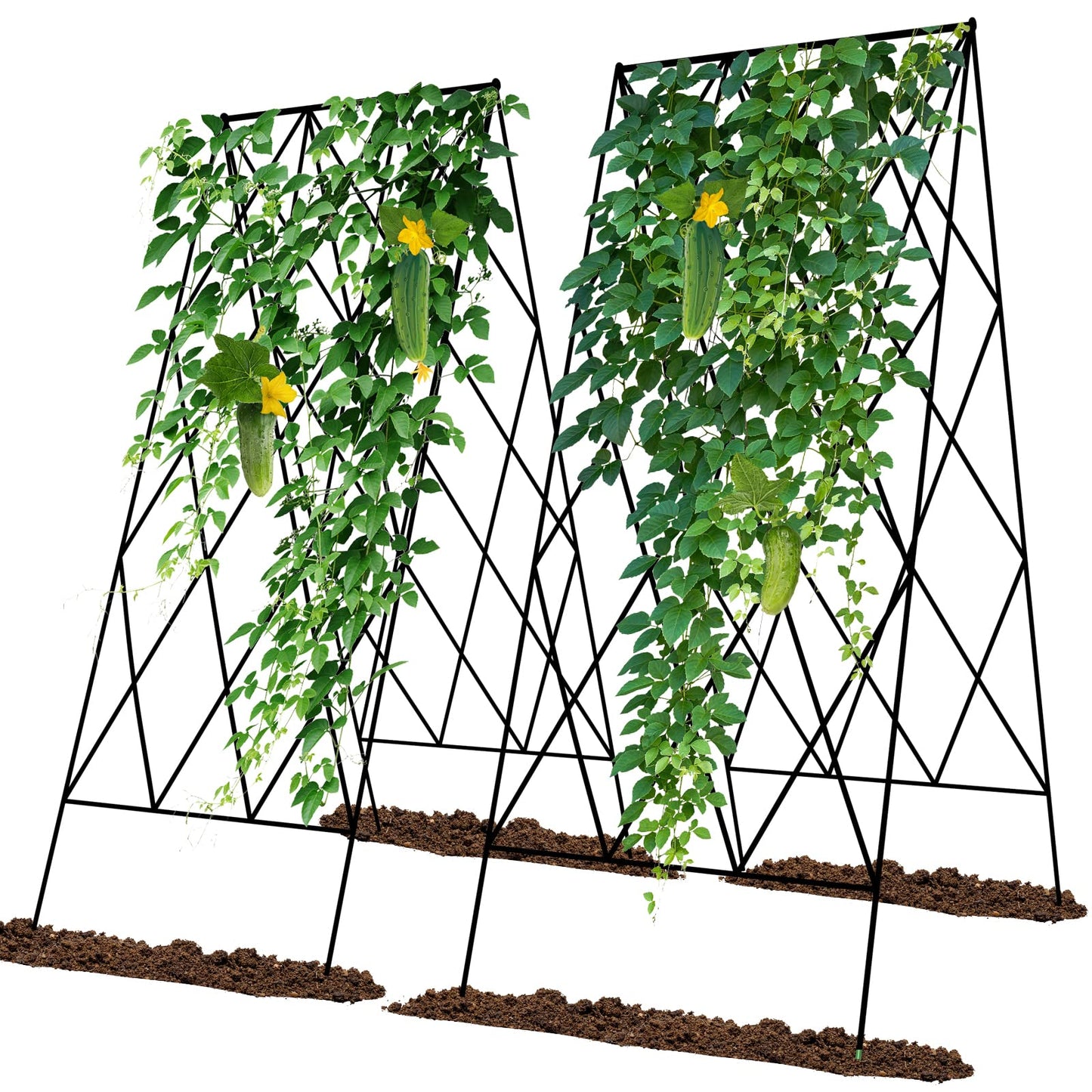 UrGROWA Cucumber Trellis 2 Pack, Foldable A-Frame Garden Trellis for Raised Bed Garden Grow Support with Plant Support Clips, Twist Ties, Plastic Ties, for Cucumber,Tomato, Climbing Plants and Flowers
