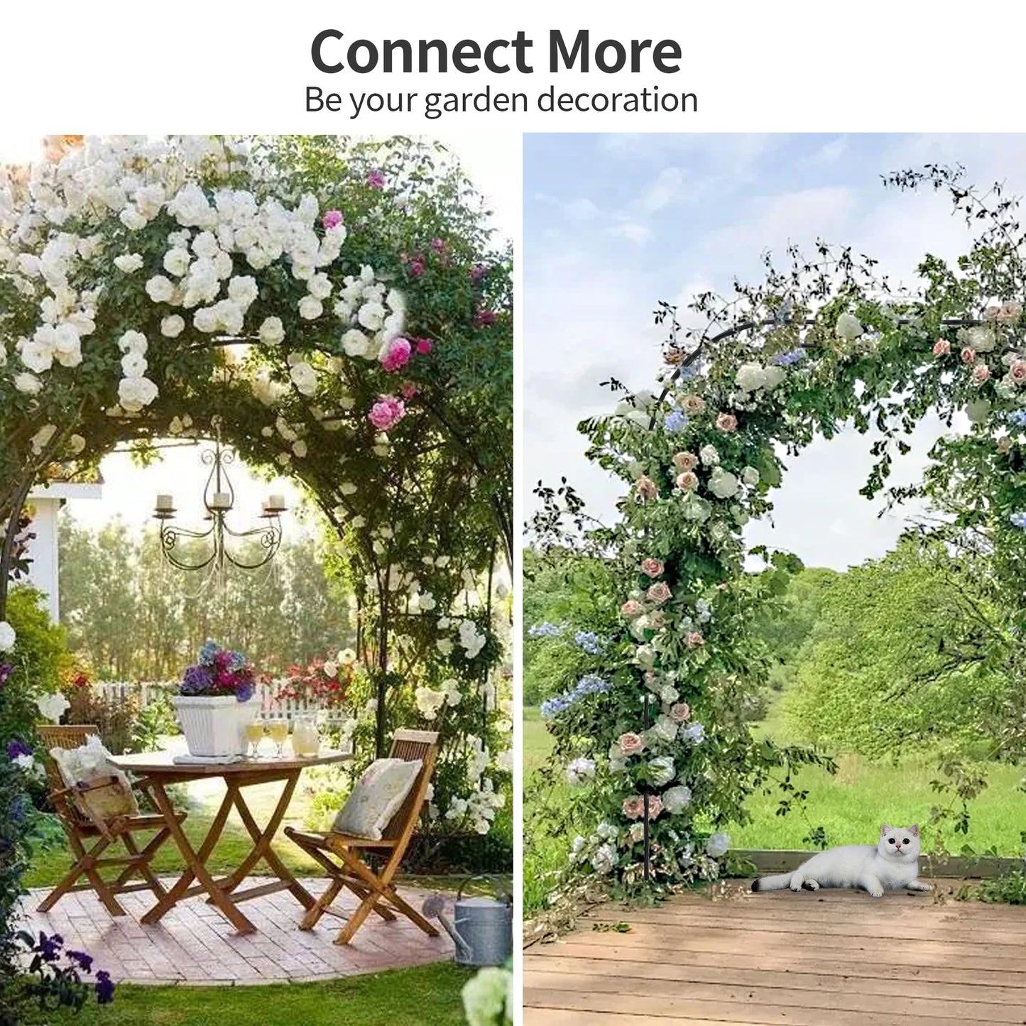 OnlyGarden Garden Arch Trellis, Trellis Arch for Climbing Plants Outdoor, 10.5 x 7.9FT Metal Full Garden Arbor, Trellises for Patio Lawn Backyard, Large Garden Archway Decoration Black 126" x 94.5in