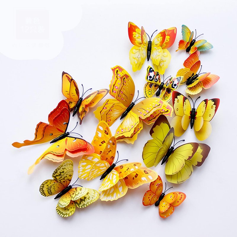 OPSEAM Butterfly Wall Decor 72 PCS, 3D Butterflies Stickers for Party Decorations with Magnets (Gold, 72)
